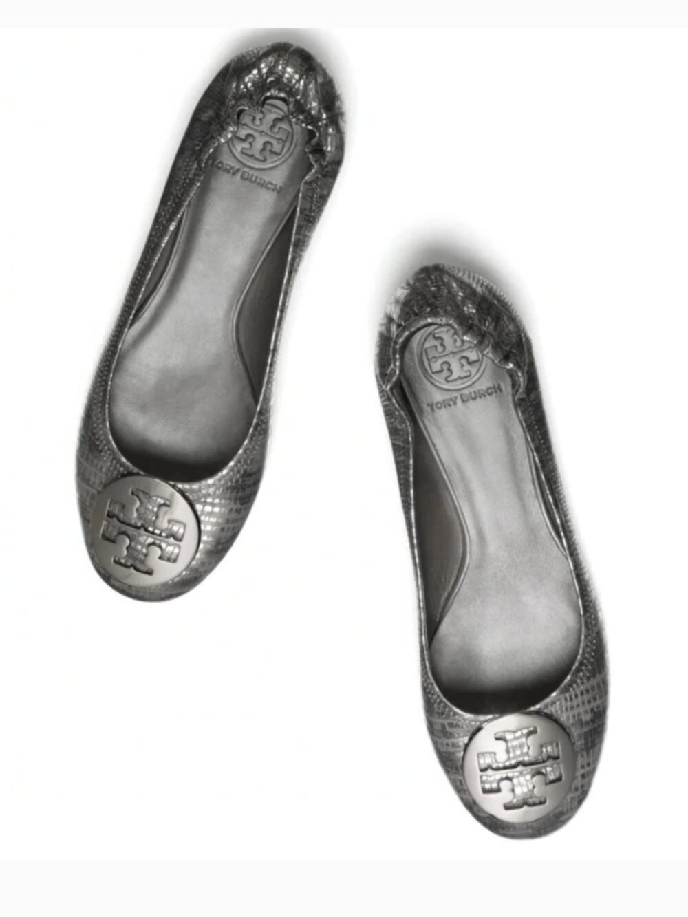 Tory Burch Reva Ballet Flats in Black/Grey Silver Python Print